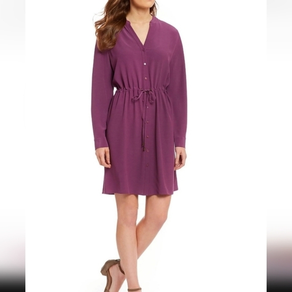 Eileen Fisher Dresses & Skirts - Eileen Fisher Shirt Dress Tencel purple button down long sleeves, sz M, casual.